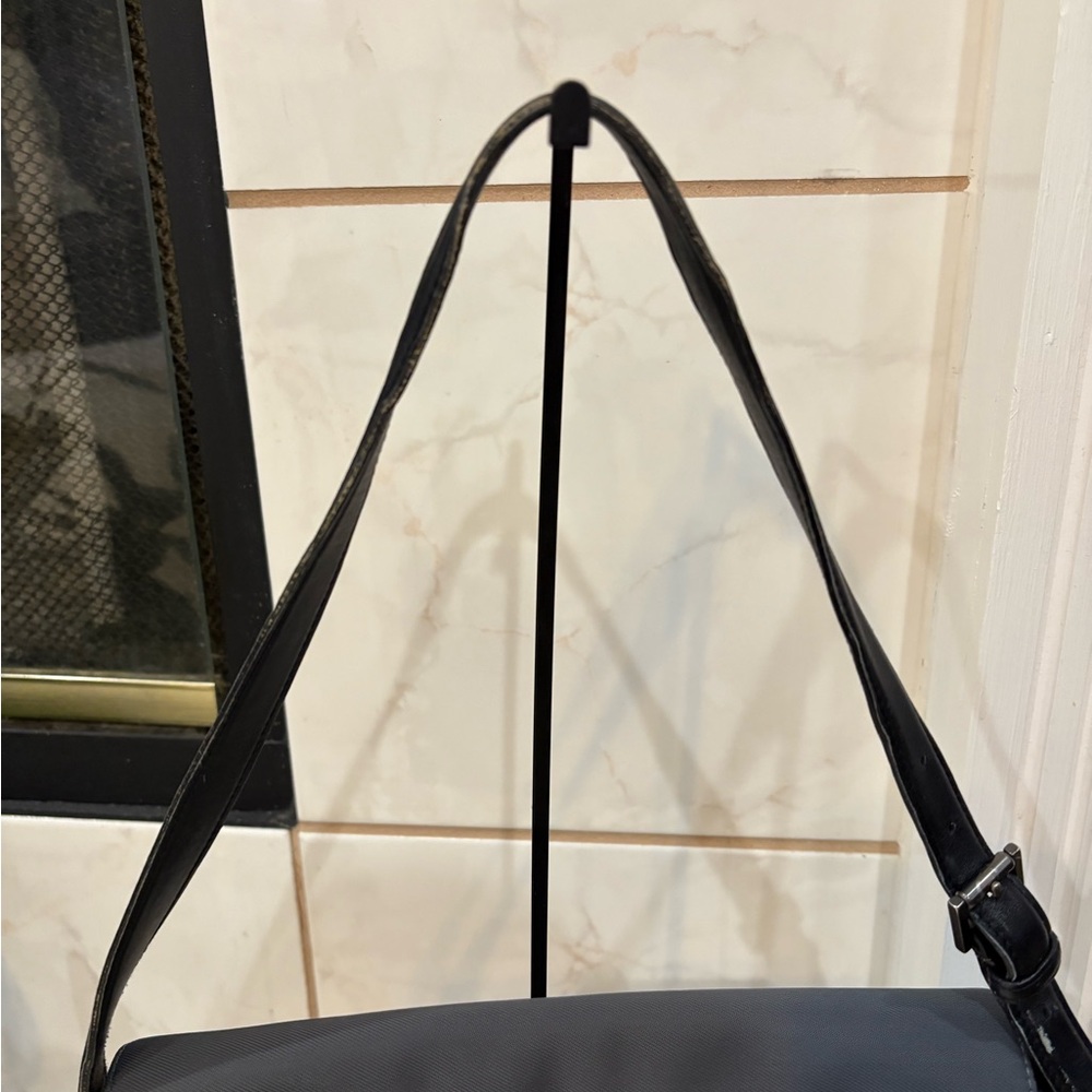 Coach Mercer 7413 Gray Twill & Black Leather Foldover Flap Shoulder Bag Purse - Picture 7 of 8